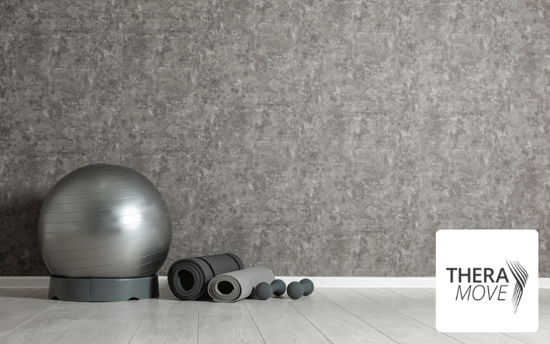 Gymnastikball und Yogamatten, TheraMove Physiotherapie Logo